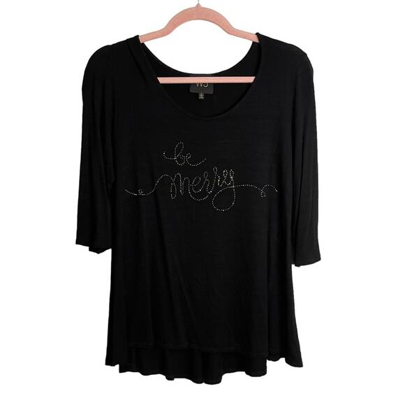W5 Tops - Anthropologie W5 Be Merry Studded Black Shirt